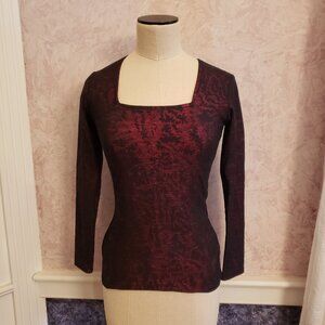 Burgundy square neck long sleeve top XS fairy witch
